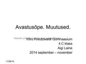 Avastusõpe Muutused 2014