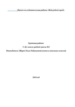 Научно исследовательская работа Слоним