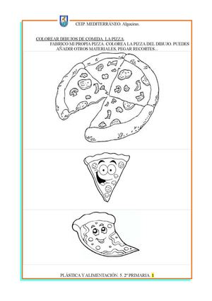 Ficha Plástica 6. Colorear "Mi pizza".