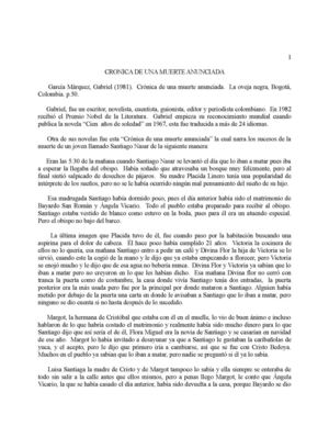 Cronica De Una Muerte Anunciada