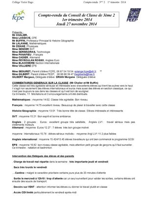 Compte Rendu 1er Trimestre 3ème 2 2014