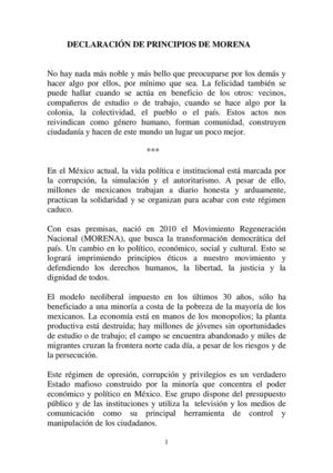 Declaracion De Principios Morena