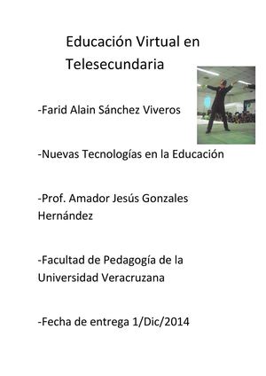 Educación Virtual En Telesecundaria Farid Alain Sanchez Viveros