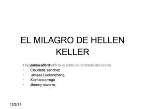 El Milagro De Hellen Keller
