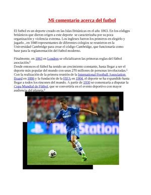 Mi Comentario Acerca Del Futbol