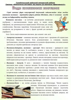 Види бібліотечних виставок