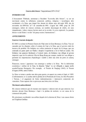 Explicació Guerra Dels Boxers