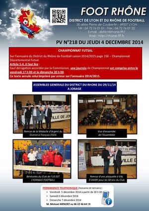 PV 218  du jeudi 4 décembre 2014