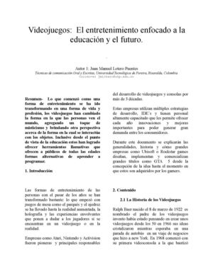 Videojuegos:  El entretenimiento enfocado a la educación y el futuro.
