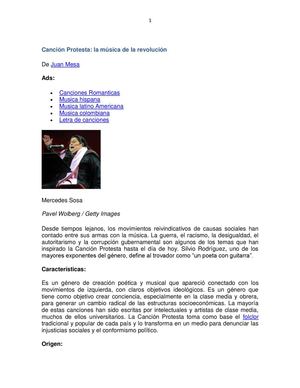 Canción Protesta Como Base De La Canción La