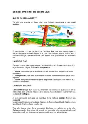 El Medi Ambient I Els Essers Vius