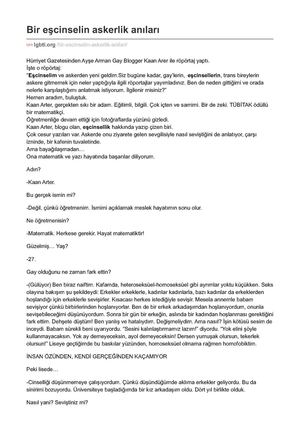 Lgbti Org Bir Escinselin Askerlik Anilari