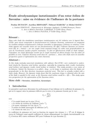 Etude rotor Savonius 2013