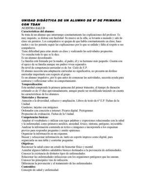 Unidad Didáctica De Un Alumno De 6º De Primaria Con Tdah