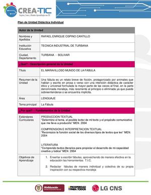 Plantilla Plan De Unidad Didactica Individual