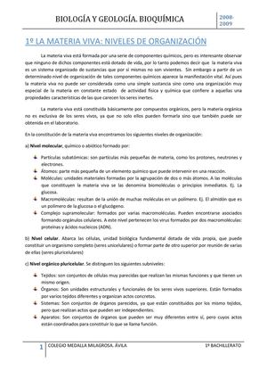 Apuntes De Bioquimica 1º Bach Vol 1