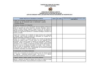 Lista De Chequeo De Seguridad Del Paciente Para Los Esm Docx Pdf