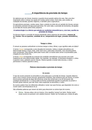 A Importância Da Previsão Do Tempo