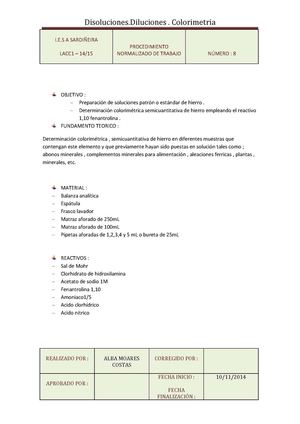 Disoluciones Diluciones Colorimetria Prac 8