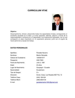 Curriculum Marlon Paredes 2014