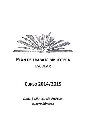 Plan De Trabajo Biblioteca. Curso 14-15