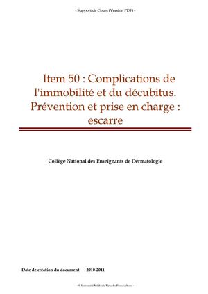 Escare Coplication Decubitus Prevention