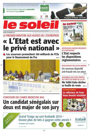 Edition du  9 Décembre 2014
