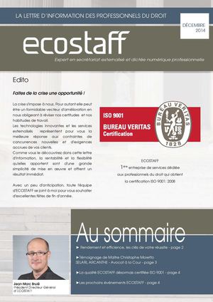 La Lettre D'information Des Professionnels Du Droit Ecostaff Décembre 2014
