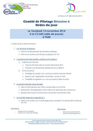 Comité de pilotage n°6 (Ordre du jour)