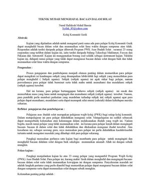 Kaedah Menghafal Bacaan Dlm Solt
