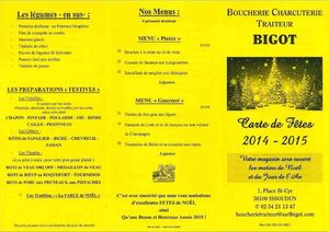 Carte Des Fêtes Boucherie Charcuterie Traiteur Bigot Issoudun