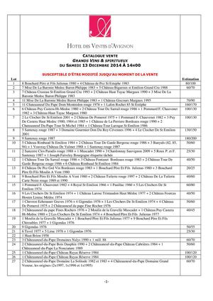 Grands Vins et Alcools 13-12-2014