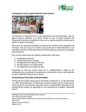 La Droguería Como La Oportunidad De Crear Empresa
