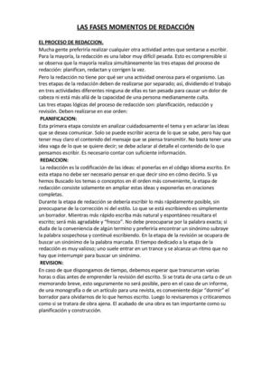 Las Fases Momentos De Redacción