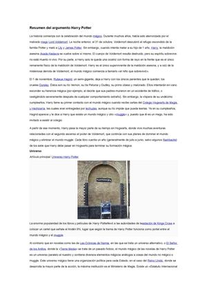 Resumen Del Argumento Harry Potter