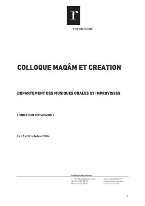 Colloque : Maqam et création