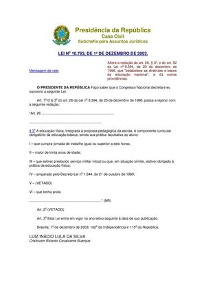 Lei Nº 10 793 2003