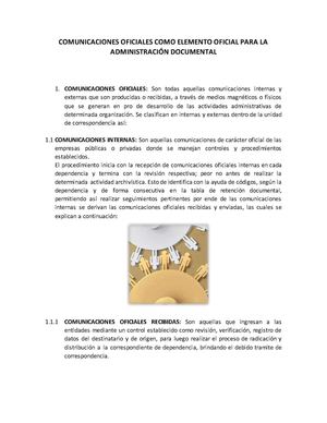 Comunicaciones Oficiales Como Elemento Oficial Para La Administración Documental