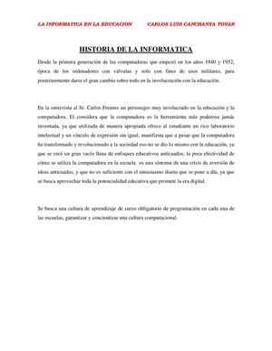 La Historia De La Computadora En La Educacion