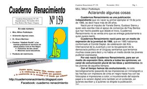Cuaderno Renacimiento Nº 159, noviembre 2014.