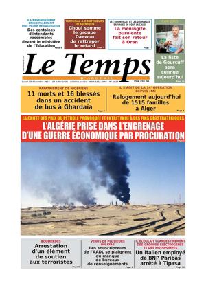 Le Temps d'Algérie Edition du Lundi 15 Décembre 2014