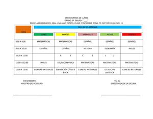 Cronograma De Clases Emiliano Zapata 5°