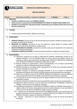 Procedimientos de compra de almacèn