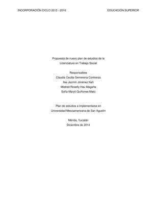 Plan De Estudios de la Licenciatura en Trabajo Social