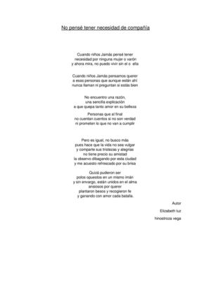 No Pensé Tener Necesidad De Compañía
