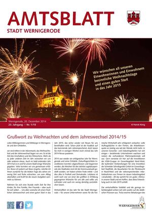 Amtsblatt der Stadt Wernigerode - Ausgabe 01/2015