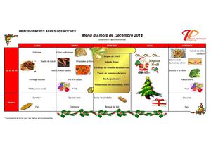 Menu centre de loisirs vacances Noël semaine 1