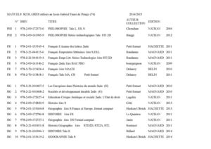 Manuels Scolaires 2014-2015 au lycée Lachenal