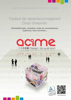 Acime Frame Brochure Gamme Fauteuil de Repos, d'Accompagnement et Divan d'Examen.