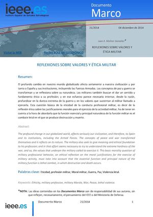 Reflexiones sobre los Valores Etica Militar